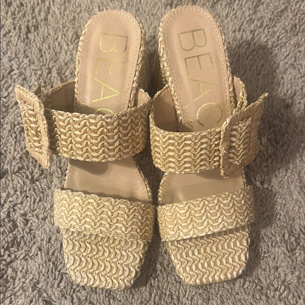Matisse Tan Sandals Woven Slide Style